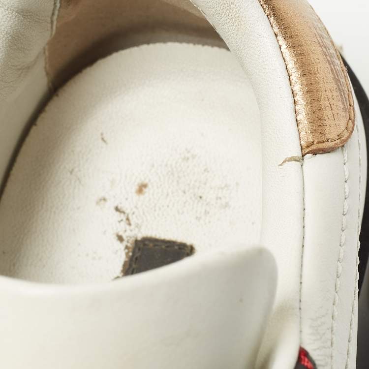 Pre Owned Dolce & Gabbana White Leather Embellished Crown Portofino Sneakers Size 37