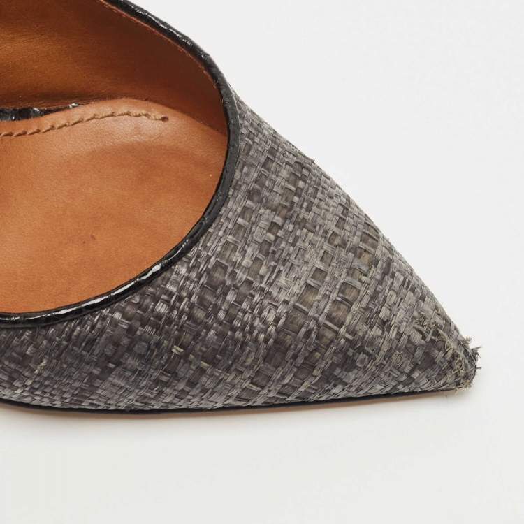 Pre Owned Dolce & Gabbana Black Raffia Pom Pom Detail Tie Up Pumps Size 37