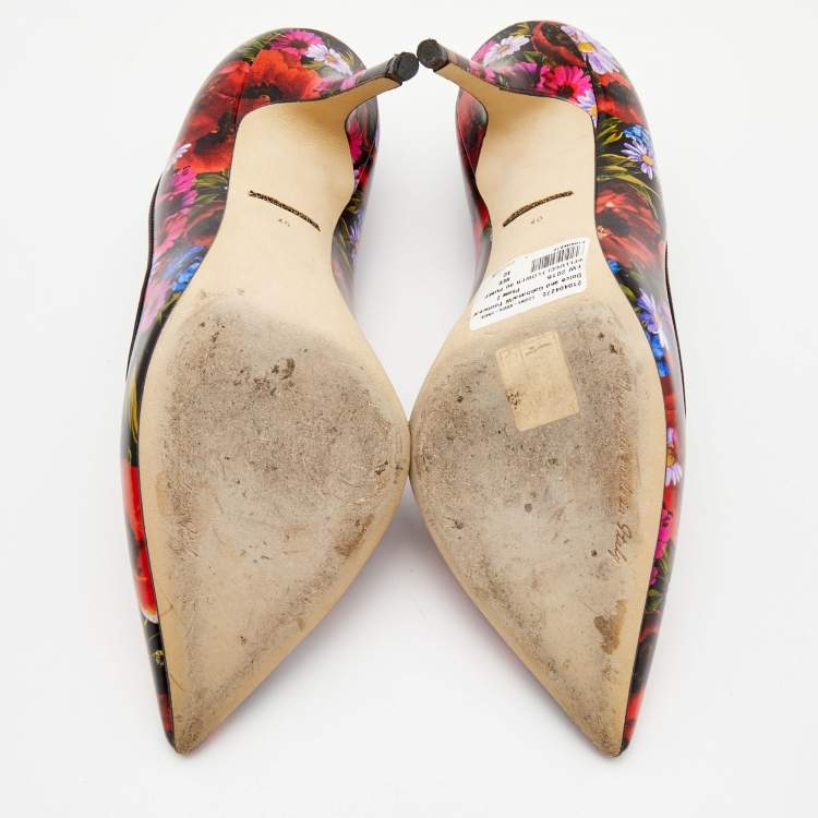 Pre Owned Dolce & Gabbana Multicolor Floral Print Leather Pointed Toe Pumps Size 40