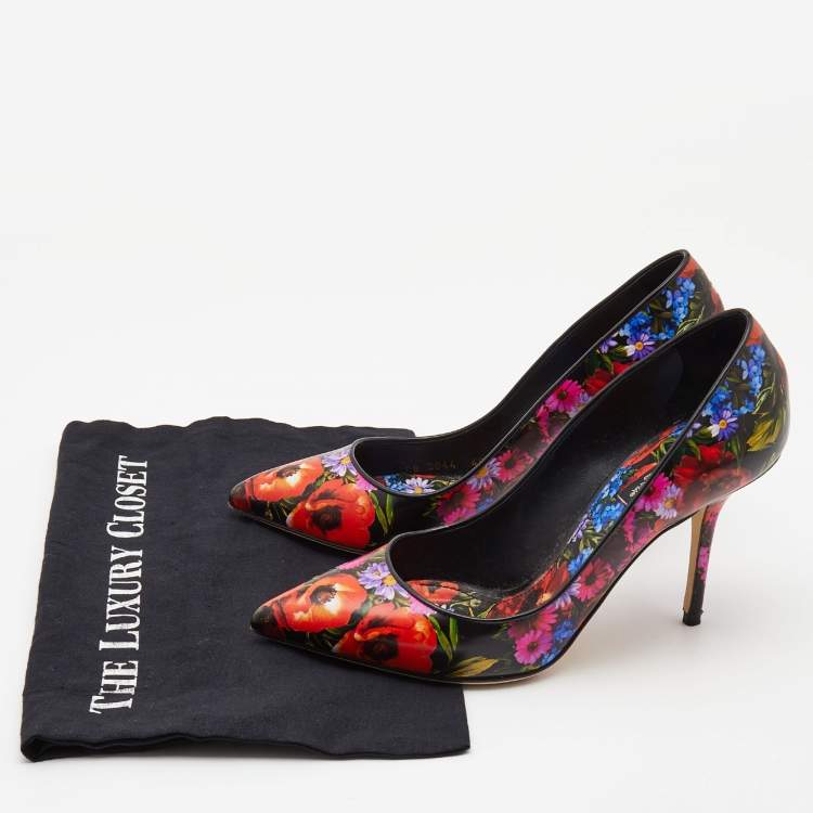 Pre Owned Dolce & Gabbana Multicolor Floral Print Leather Pointed Toe Pumps Size 40