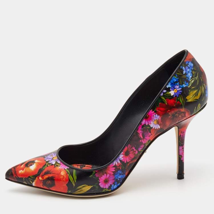 Pre Owned Dolce & Gabbana Multicolor Floral Print Leather Pointed Toe Pumps Size 40
