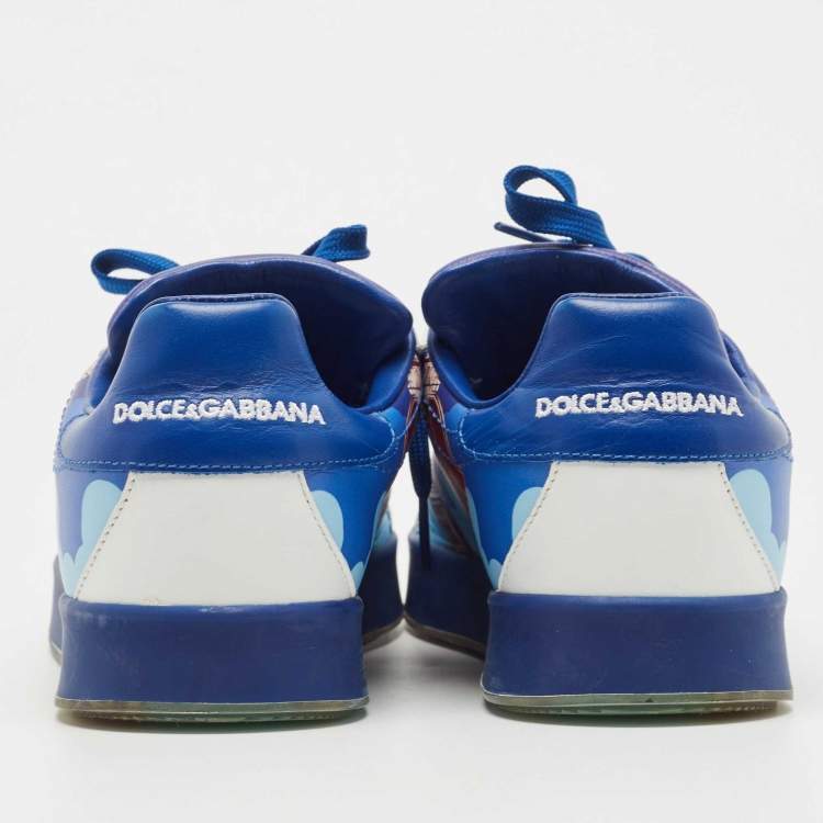 Pre Owned Dolce & Gabbana Tricolor Printed Leather Low Top Sneakers Size 39.5