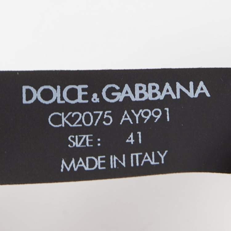 Pre Owned Dolce & Gabbana Black Leather Logo Twist Buckle Combat Boots Size 41