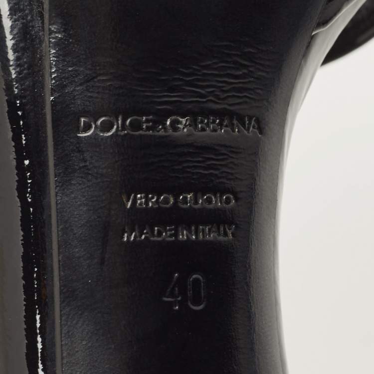 Pre Owned Dolce & Gabbana Black/Red Leopard Print Calf Hair Ankle Strap Sandals Size 40