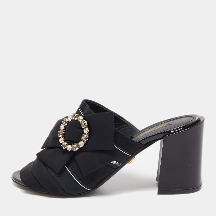 Pre Owned Dolce & Gabbana Black Fabric Slide Sandals Size 39