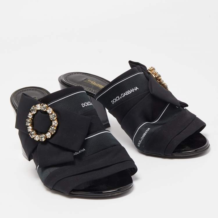 Pre Owned Dolce & Gabbana Black Fabric Slide Sandals Size 39
