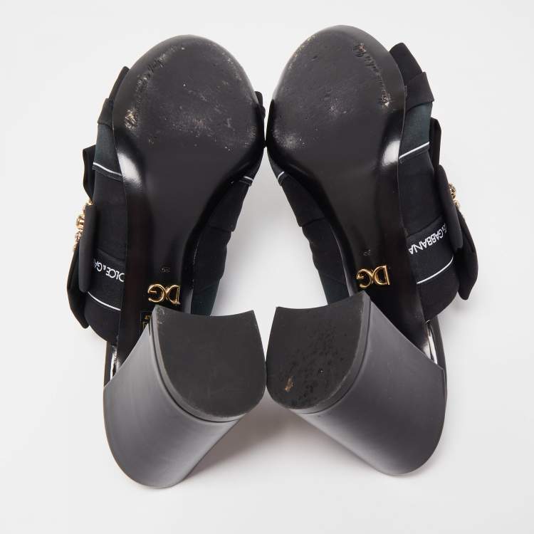 Pre Owned Dolce & Gabbana Black Fabric Slide Sandals Size 39