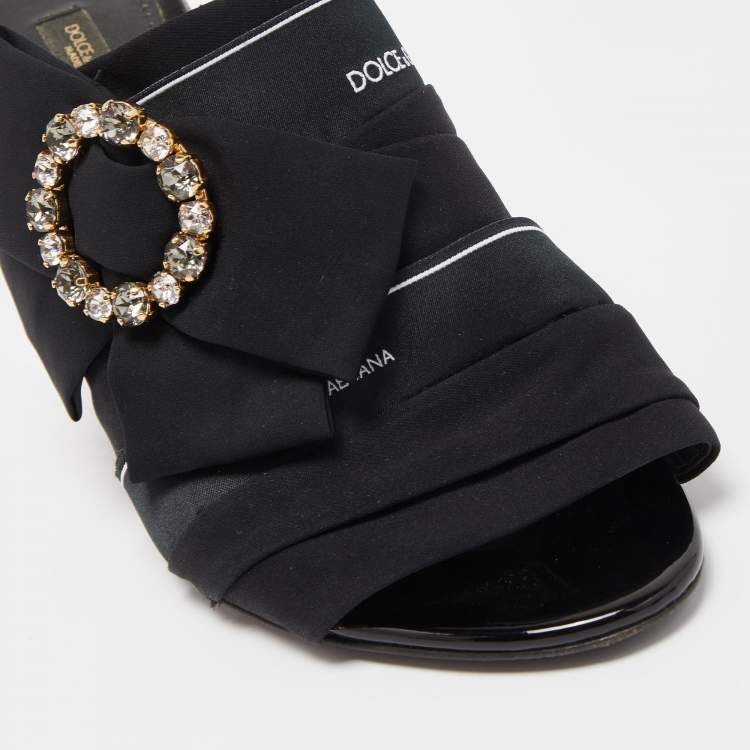 Pre Owned Dolce & Gabbana Black Fabric Slide Sandals Size 39