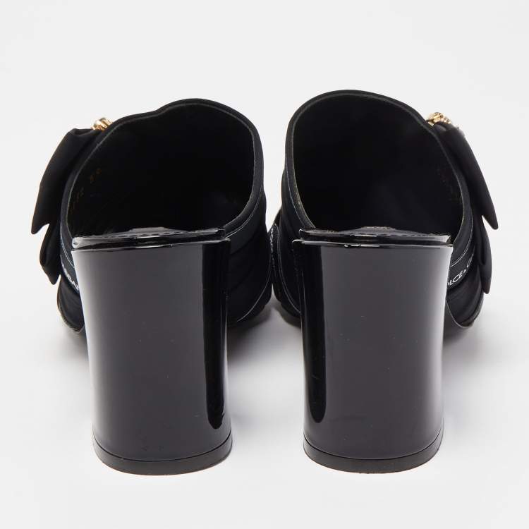 Pre Owned Dolce & Gabbana Black Fabric Slide Sandals Size 39