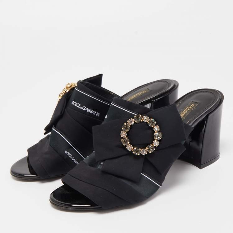 Pre Owned Dolce & Gabbana Black Fabric Slide Sandals Size 39