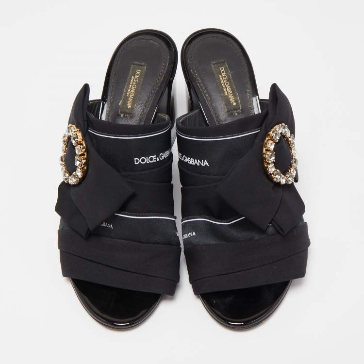 Pre Owned Dolce & Gabbana Black Fabric Slide Sandals Size 39