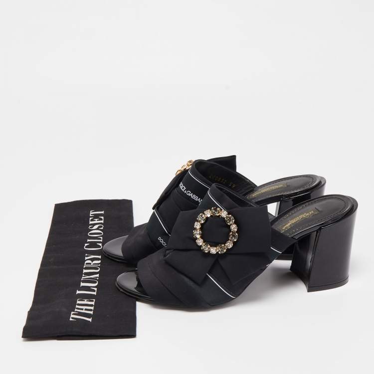 Pre Owned Dolce & Gabbana Black Fabric Slide Sandals Size 39