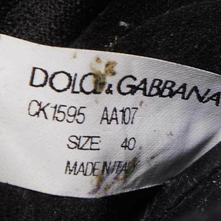Pre Owned Dolce & Gabbana Black Stretch Technical Fabric DG Patch Slip On Sneakers Size 40