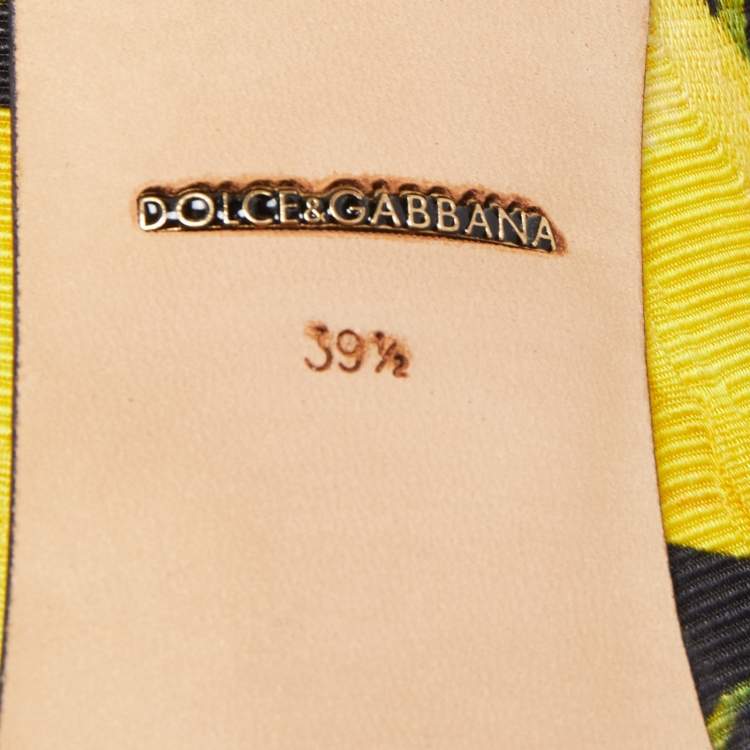 مملوكة مسبقًا Dolce & Gabbana Tricolor Lemon Print Brocade Fabric Crystal Embellished Pumps Size 39.5