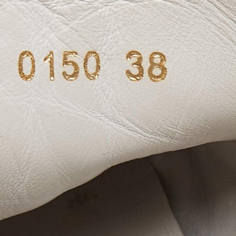 Pre Owned Dolce & Gabbana White Leather Studded Crown Portofino Sneakers Size 38