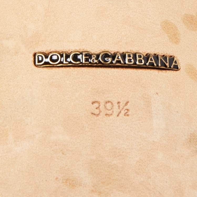 مملوكة مسبقًا Dolce & Gabbana Green/White Leaf Print Satin Bellucci Slingback Pumps Size 39.5