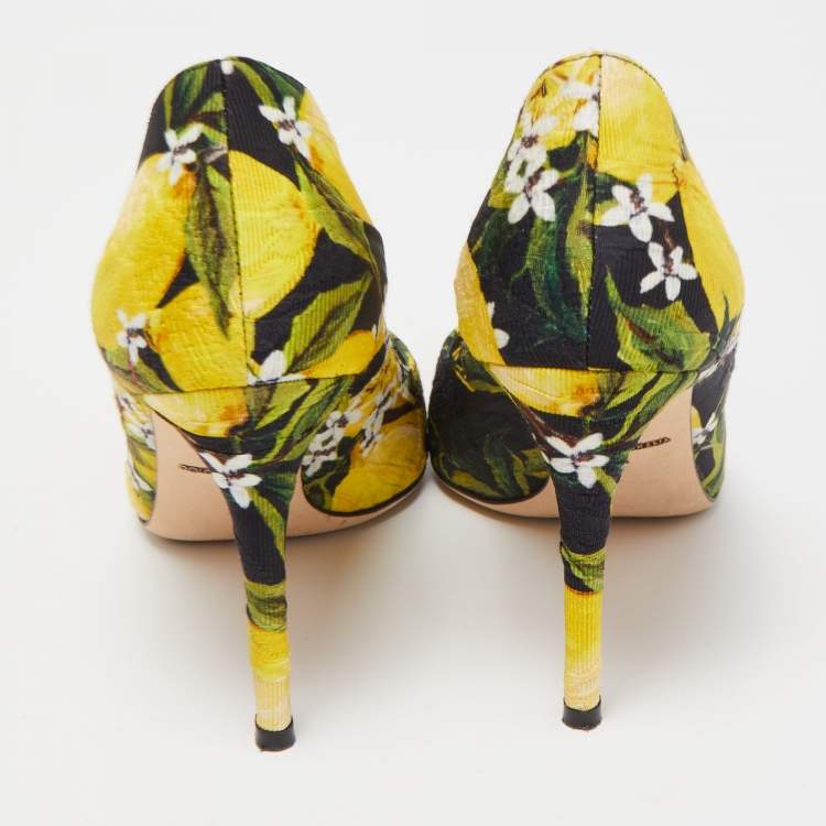 Pre Owned Dolce & Gabbana Multicolor Brocade Fabric Floral Print  Crystal Embellished Pumps Size 36.5
