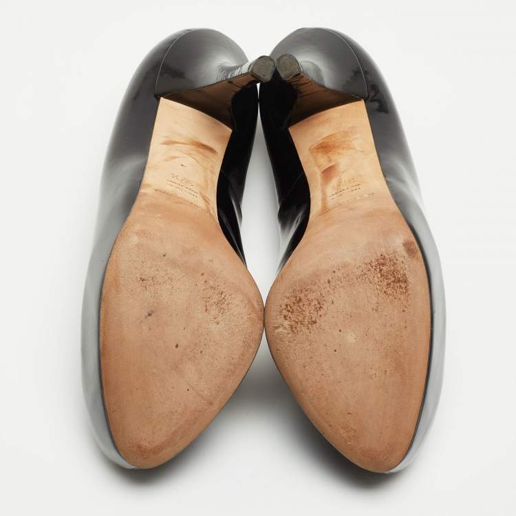 Pre Owned Dolce & Gabbana Black Patent Leather Platform Pumps Size 37.5