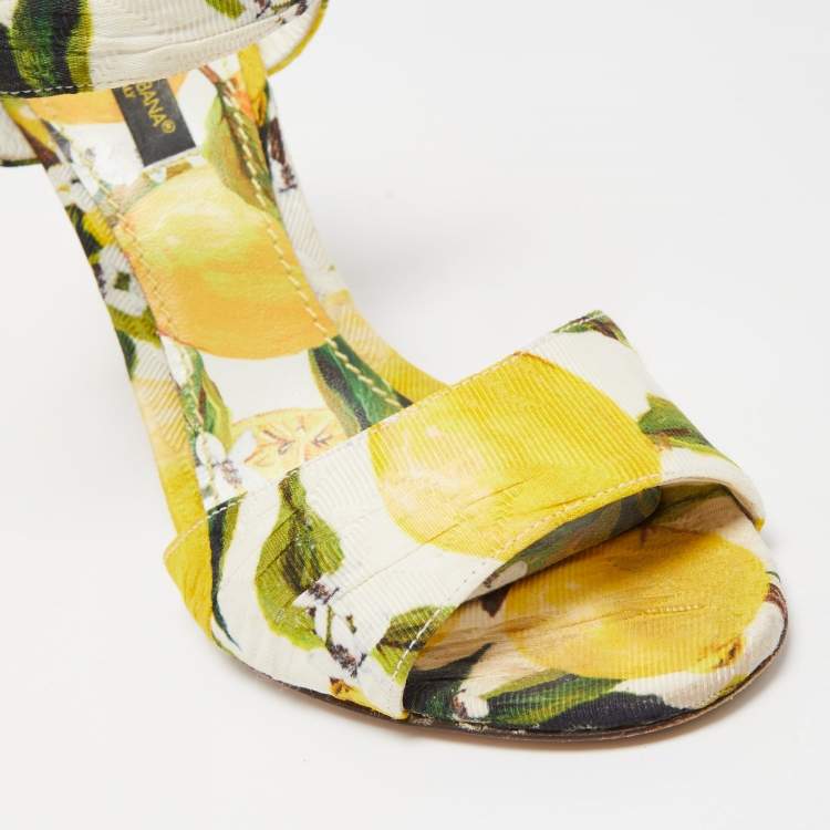 Pre Owned Dolce & Gabbana Multicolor Brocade Fabric Ankle Strap Sandals Size 36.5