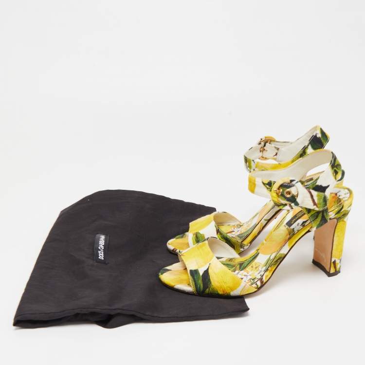 Pre Owned Dolce & Gabbana Multicolor Brocade Fabric Ankle Strap Sandals Size 36.5