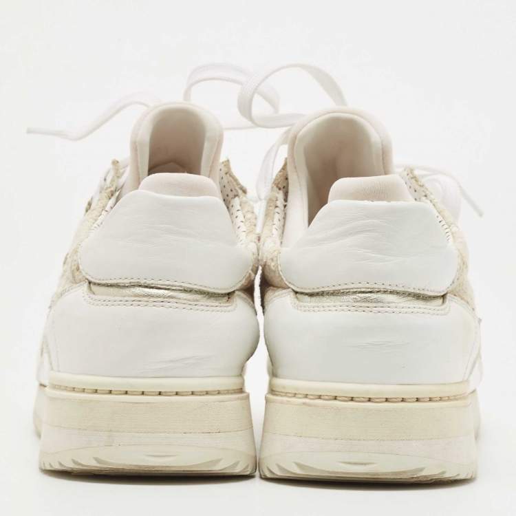 Pre Owned Dolce & Gabbana White Leather and Lace Low Top Sneakers Size 39