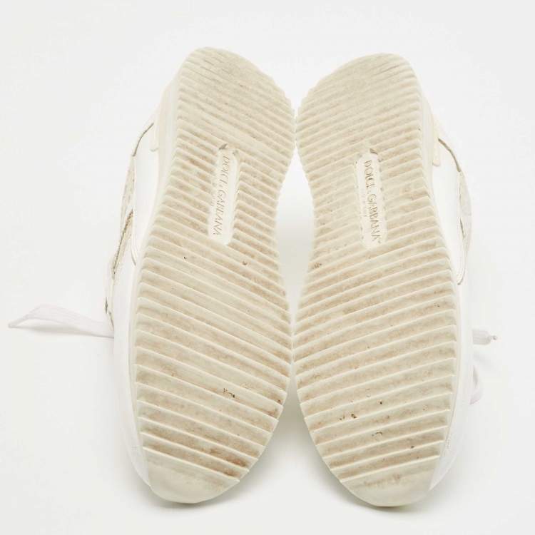 Pre Owned Dolce & Gabbana White Leather and Lace Low Top Sneakers Size 39