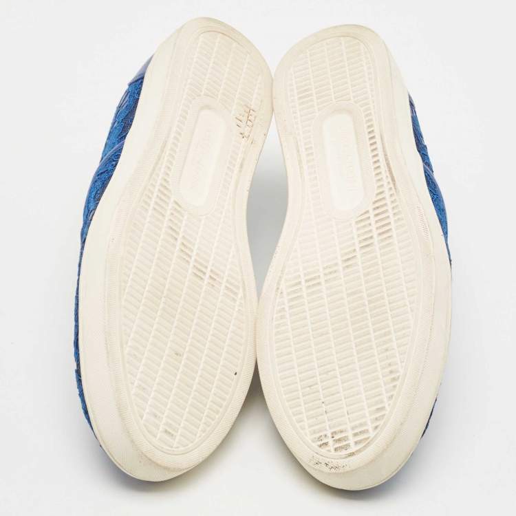 Pre Owned Dolce & Gabbana Blue Lace Slip On Sneakers Size 38