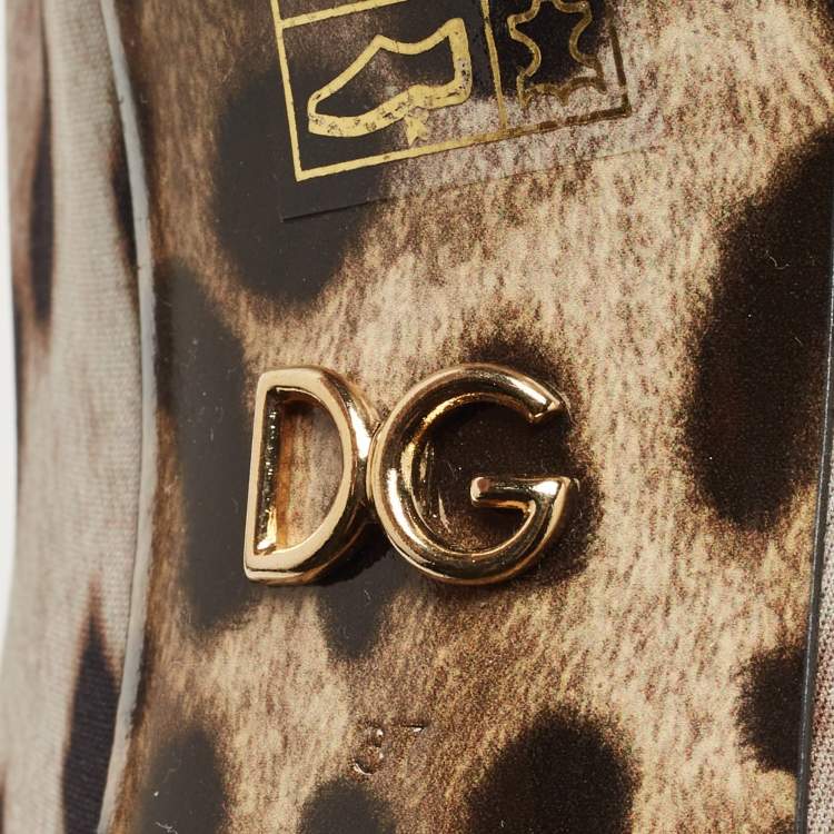Pre Owned Dolce & Gabbana Tricolor Leopard Print Stretch Fabric Ankle Booties Size 37