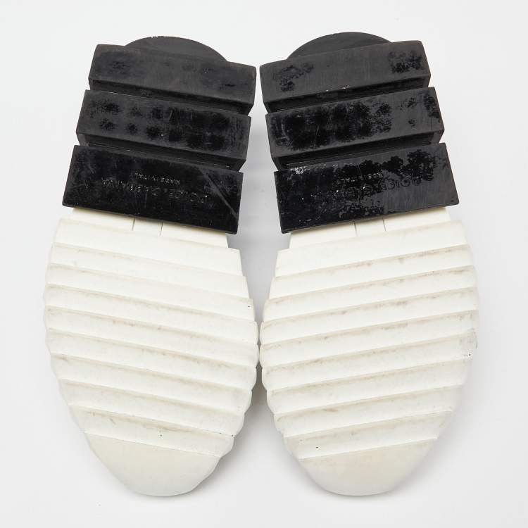 Pre Owned Dolce & Gabbana White/Black Knit Fabric Sorrento Slip-On Sneakers Size 36