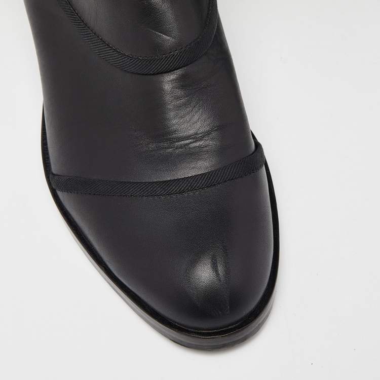 Pre Owned Dolce & Gabbana Black Leather Knee Length Boots Size 37