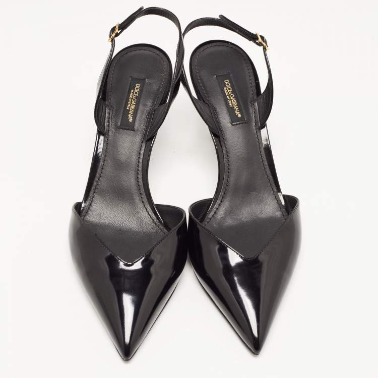 Pre Owned Dolce & Gabbana Black Patent Leather D'orsay Pumps Size 37