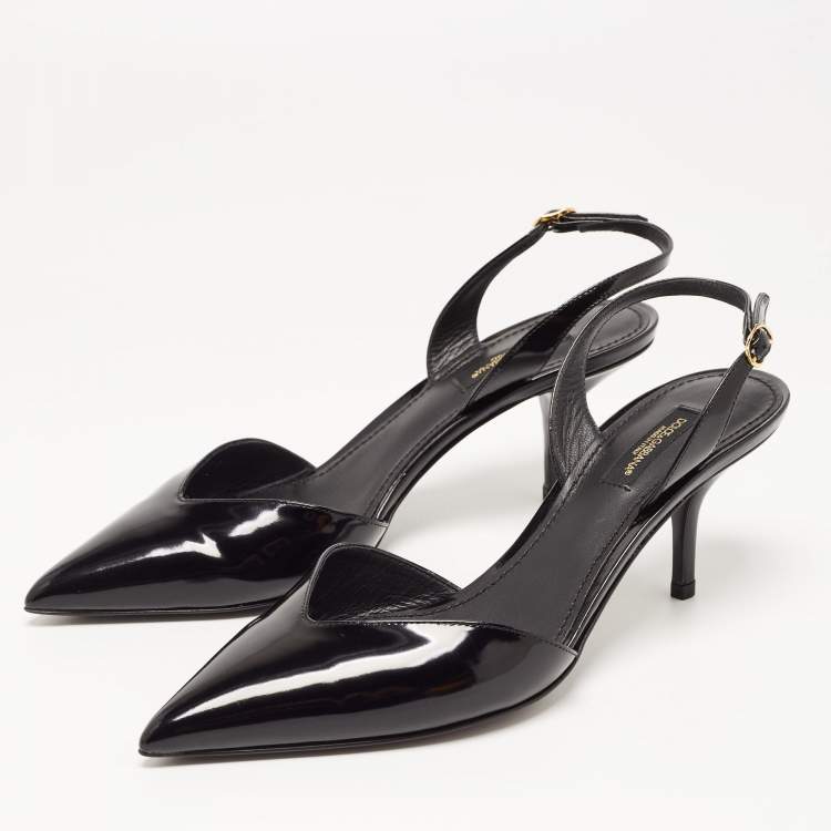 Pre Owned Dolce & Gabbana Black Patent Leather D'orsay Pumps Size 37