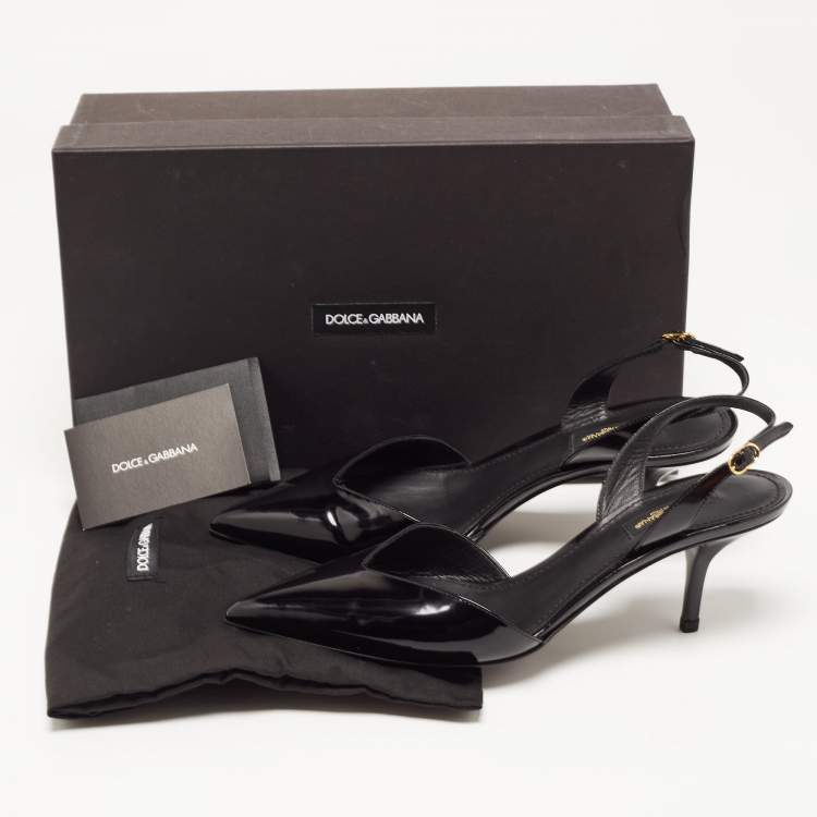 Pre Owned Dolce & Gabbana Black Patent Leather D'orsay Pumps Size 37