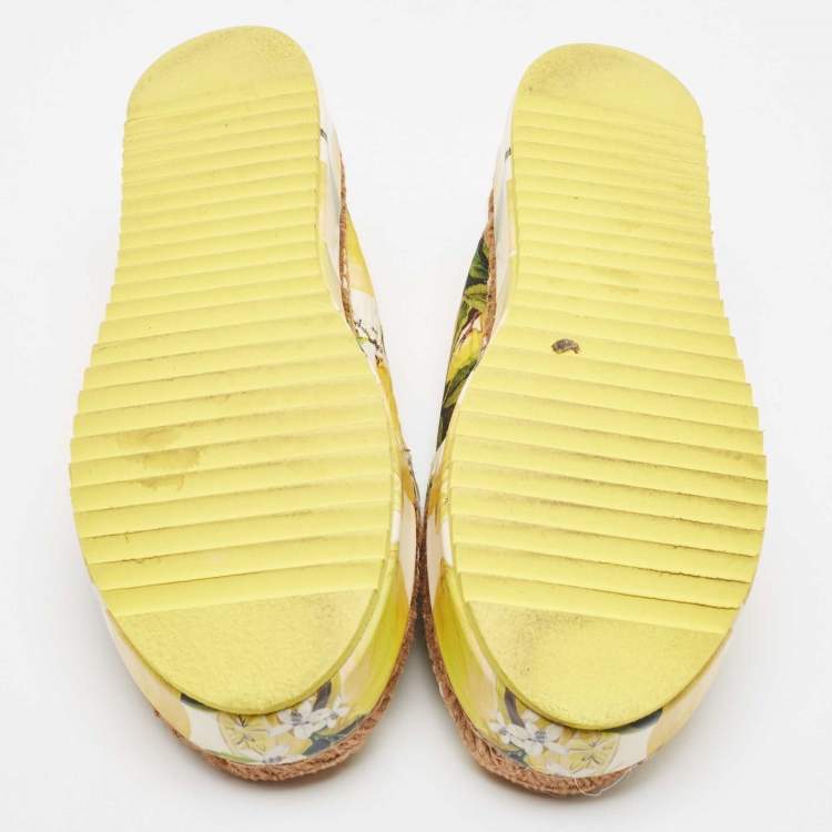 Pre Owned Dolce & Gabbana Multicolor Brocade Fabric Platform Espadrilles Size 39