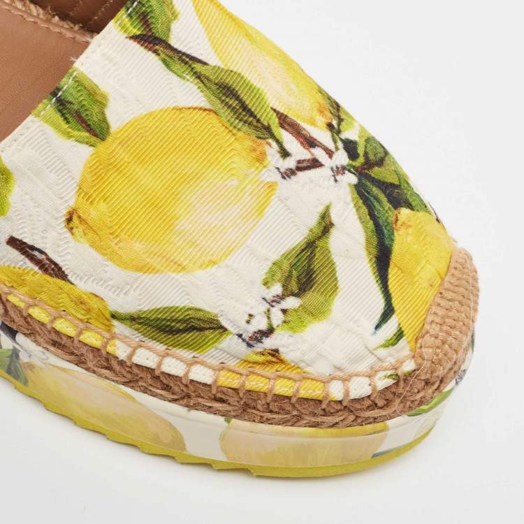 Pre Owned Dolce & Gabbana Multicolor Brocade Fabric Platform Espadrilles Size 39