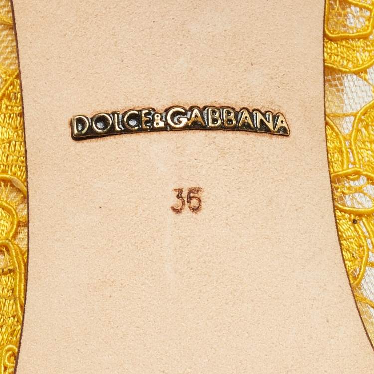 Pre Owned Dolce & Gabbana Yellow Lace Bellucci Pumps Size 36