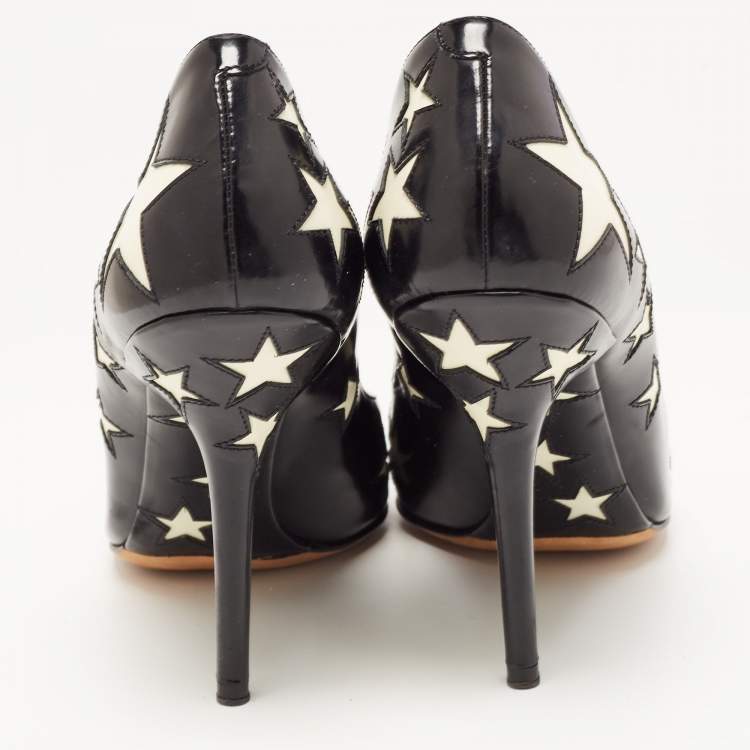 Pre Owned Dolce & Gabbana Black/White Leather Star Pumps Size 39