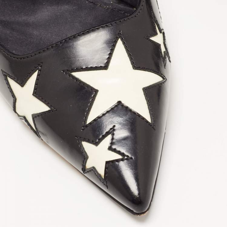 Pre Owned Dolce & Gabbana Black/White Leather Star Pumps Size 39