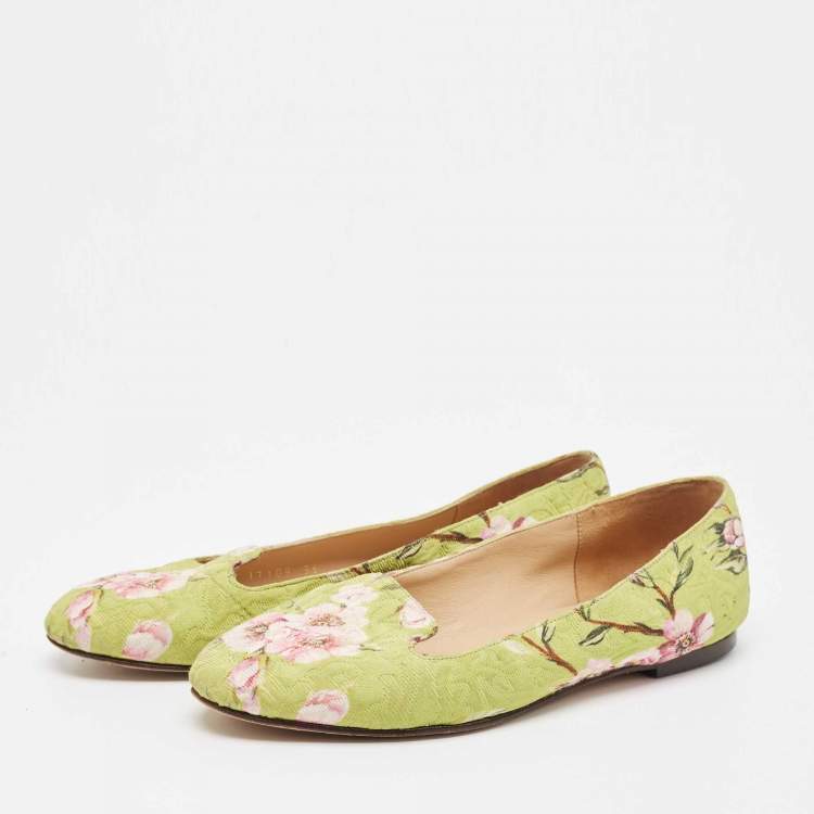 Pre Owned Dolce & Gabbana Multicolor Floral Print Brocade Flat Smoking Slippers Size 36