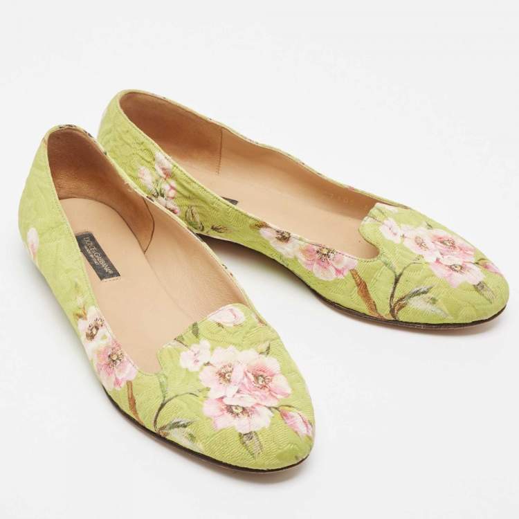 Pre Owned Dolce & Gabbana Multicolor Floral Print Brocade Flat Smoking Slippers Size 36
