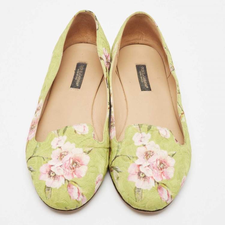 Pre Owned Dolce & Gabbana Multicolor Floral Print Brocade Flat Smoking Slippers Size 36