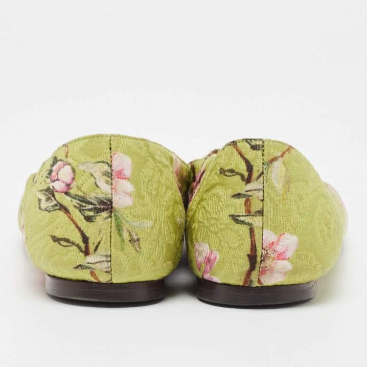 Pre Owned Dolce & Gabbana Multicolor Floral Print Brocade Flat Smoking Slippers Size 36