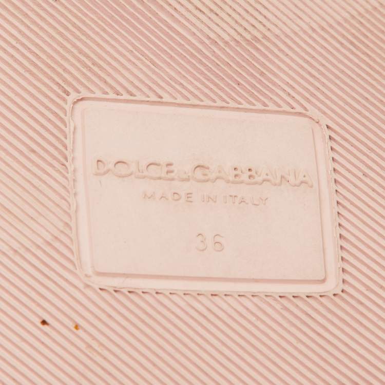 Pre Owned Dolce Gabbana Pink Jacquard Fabric Embellished Slides Size 36