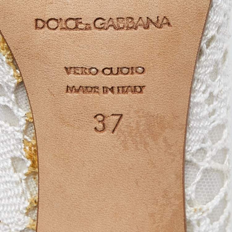 Pre Owned Dolce & Gabbana White Lace Pumps Size 37