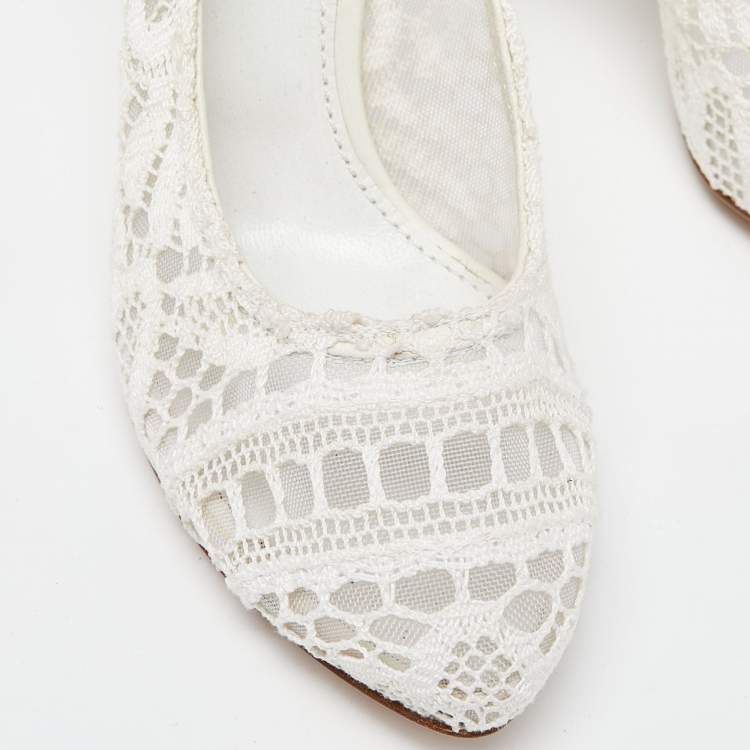 Pre Owned Dolce & Gabbana White Lace Pumps Size 37