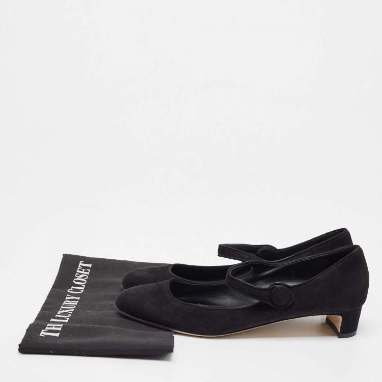 Pre Owned Dolce & Gabbana Black Suede Mary Jane Pumps Size 40