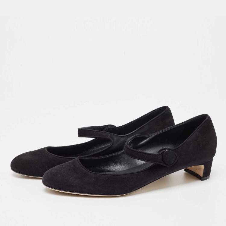 Pre Owned Dolce & Gabbana Black Suede Mary Jane Pumps Size 40
