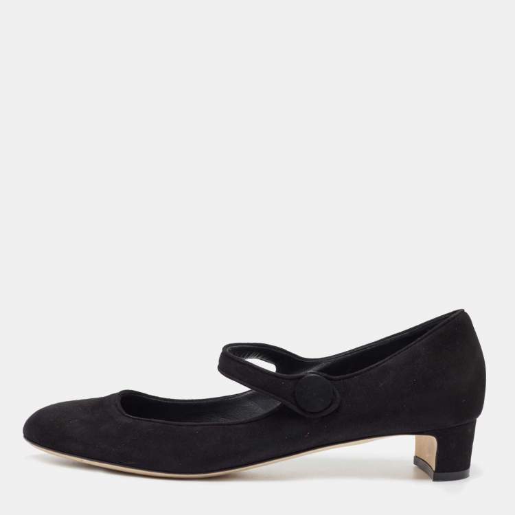 Pre Owned Dolce & Gabbana Black Suede Mary Jane Pumps Size 40