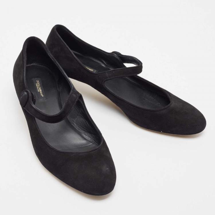 Pre Owned Dolce & Gabbana Black Suede Mary Jane Pumps Size 40