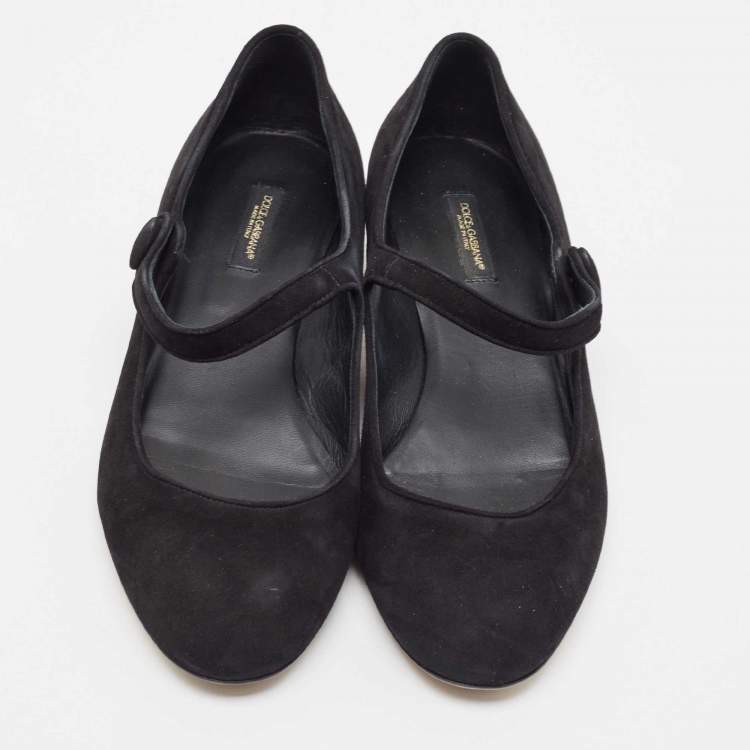 Pre Owned Dolce & Gabbana Black Suede Mary Jane Pumps Size 40